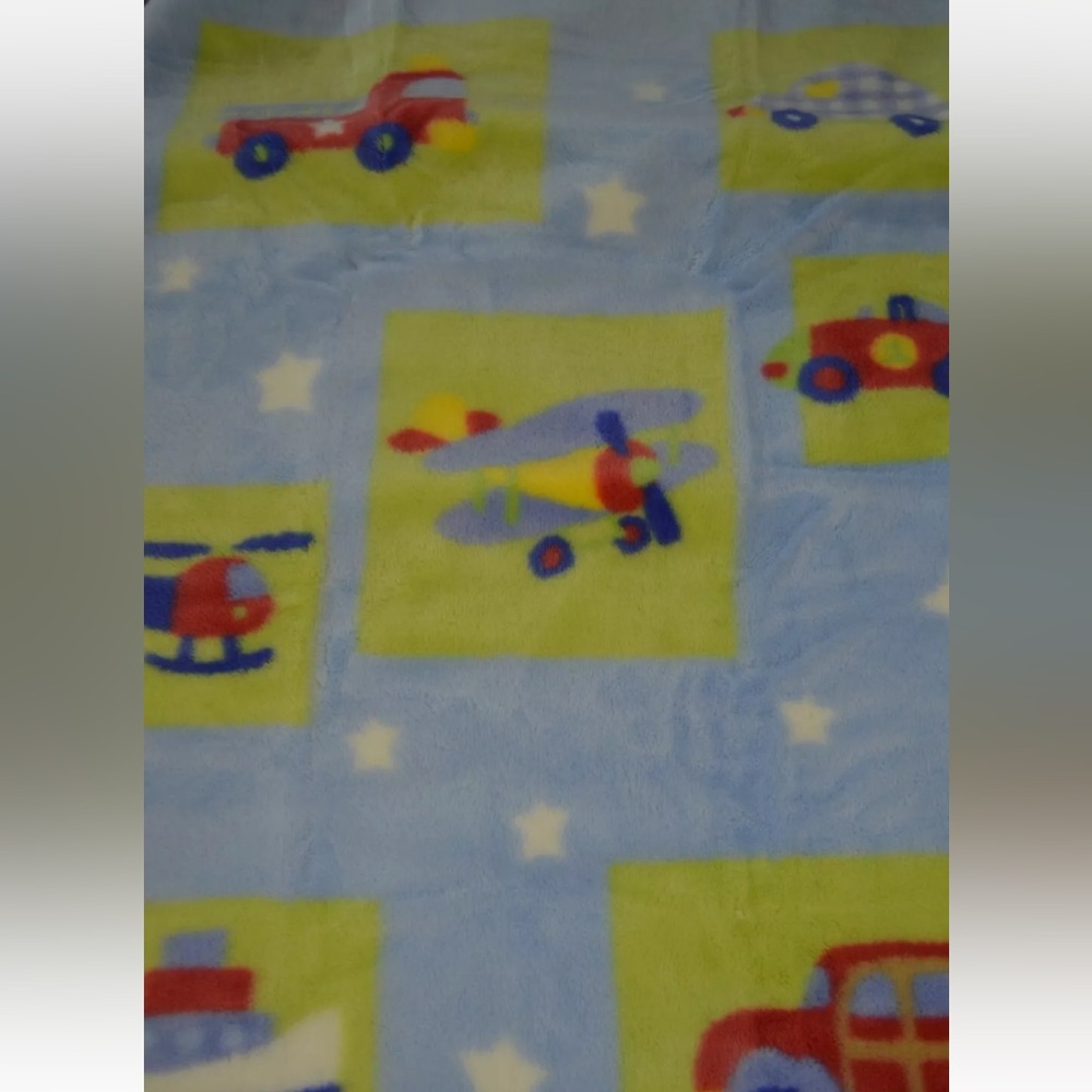 Circo Vehicle Baby Blanket Blue Helicopter Star Car Boat Firetruck Airplane